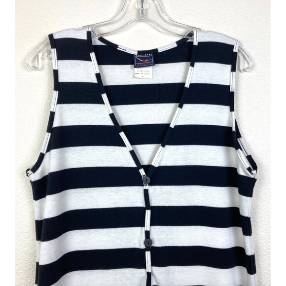 Jantzen Women's Knit Coverup Size M Black White Button Up Slits Swim Beach - Picture 2 of 6